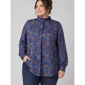 Pendleton Sophisticates Womens Blouse Plus Size 24W Purple Boho Paisley Rayon